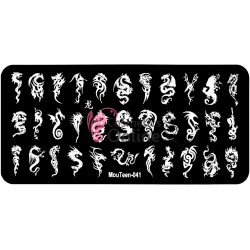 Matrita de Unghii din metal dreptunghiulara 6x12cm MT041 - 43236 Model Dragoni